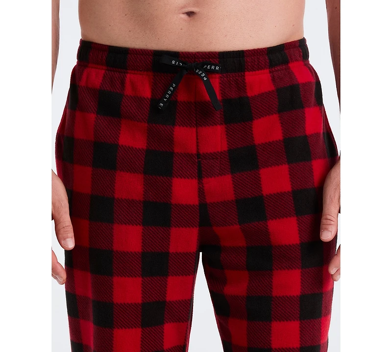 Perry Ellis Portfolio Men's Fleece Buffalo Plaid Print Sleep Pants