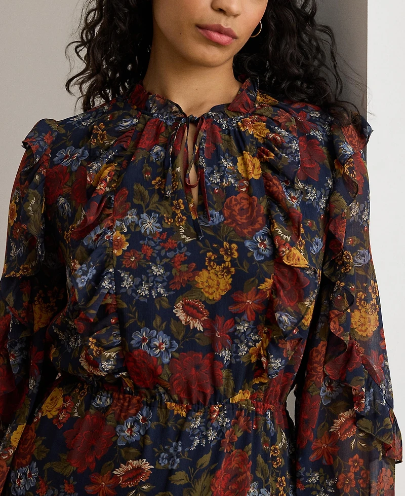 Lauren Ralph Plus Floral Crinkle Tiered Dress