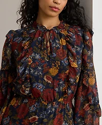 Lauren Ralph Plus Floral Crinkle Tiered Dress