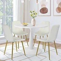 5-Piece Dining Set with 35.5" Round Table, 4 Upholstered Chairs with Metal Legs, Ideal for Small Spaces-Maison Boucle