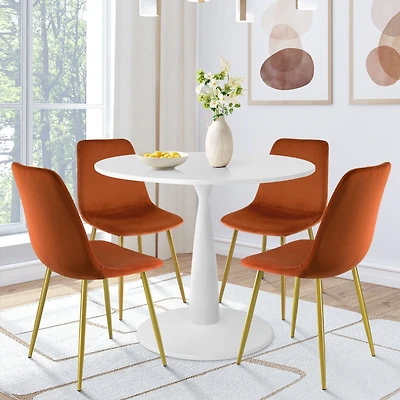 5-Piece Dining Set with 35.5" Round Table, 4 Upholstered Chairs Metal Legs, Ideal for Small Spaces-Maison Boucle