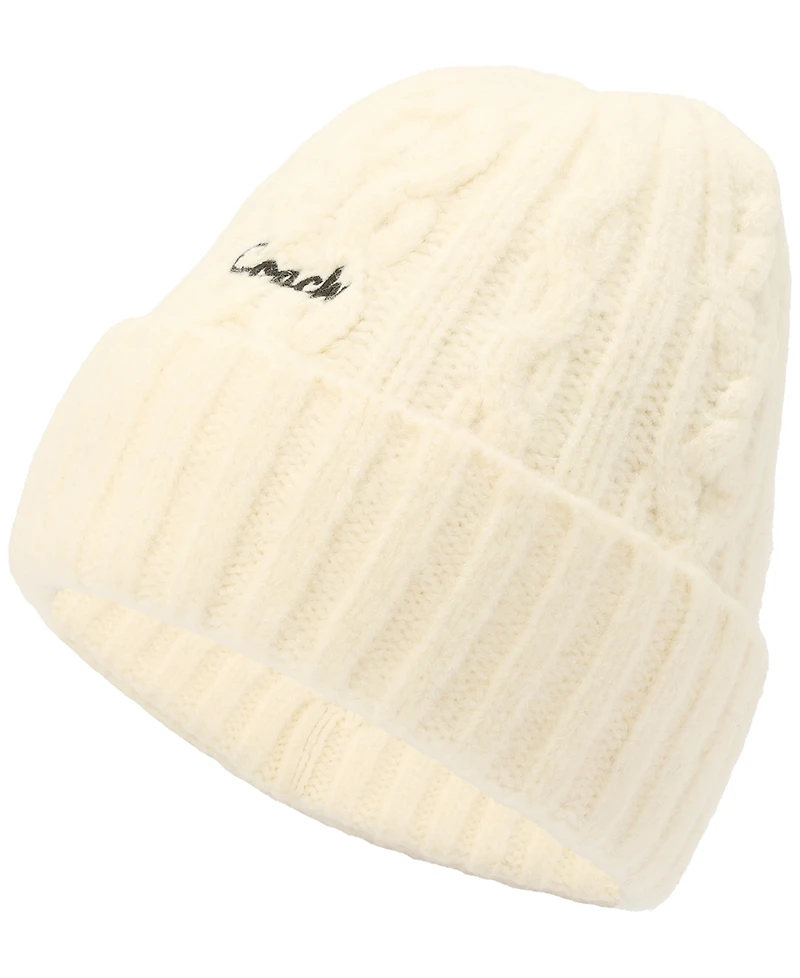 Coach Women's Embroidered Cable-Knit Beanie Hat