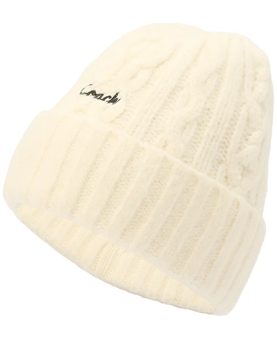 Coach Women's Embroidered Cable-Knit Beanie Hat