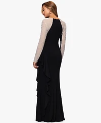 Xscape Petite Long Beaded Sleeve Dress