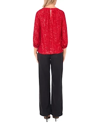 Sam & Jess Women's Sequin Detail Puff Sleeves Top