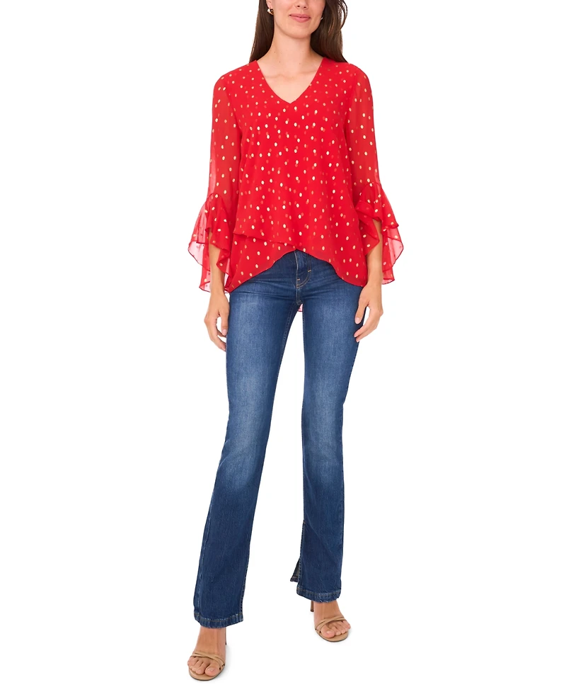 Sam & Jess Women's Printed V-Neck Top