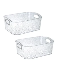Trio Home 2 Pack Clear Storage Bins with Silver Handles, Container Bins for Organizing - Bathroom, Kitchen, Pantry, Closet, Vanity