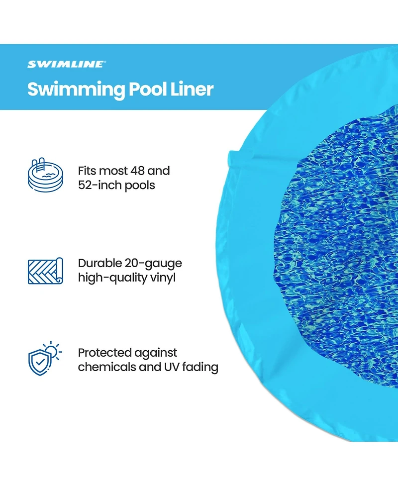 Swimline 15 Foot Swirl Blue Round Above Ground Swimming Pool Wall Overlap Liner