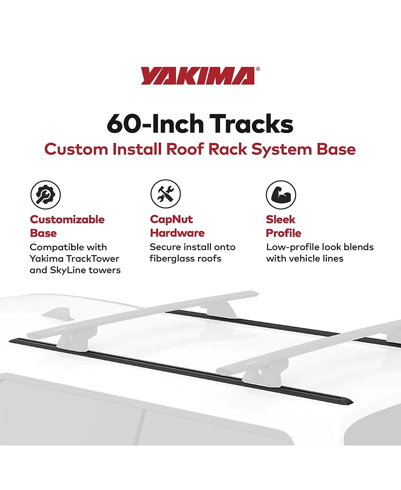 Yakima 60 Inch Tracks with CapNuts, Compatible with TrackTower or SkyLine Towers