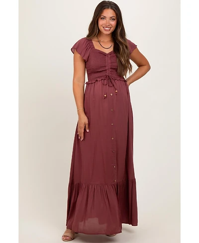 Pinkblush Maternity Smocked Top Woven Maxi Dress