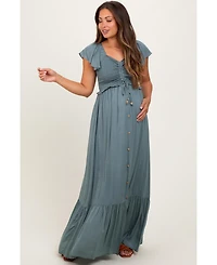 Pinkblush Maternity Smocked Top Woven Maxi Dress