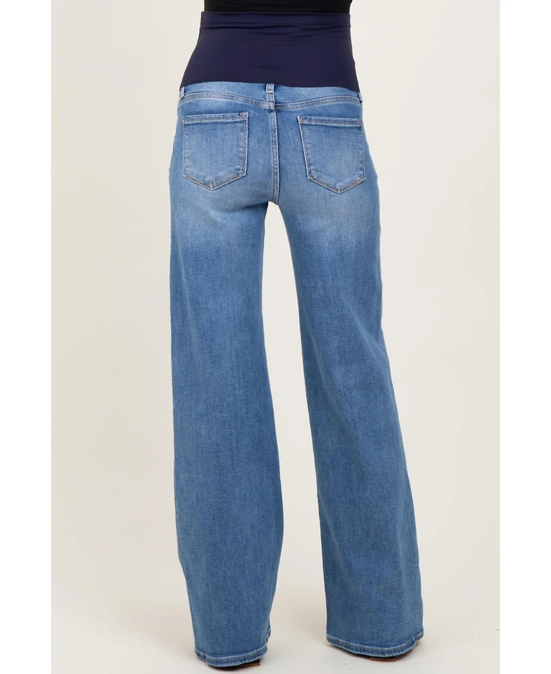 Pinkblush Maternity Medium Low Rise Wide Leg Jeans