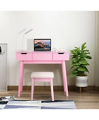 Volenca Makeup Vanity Table Set with Flip Top Mirror and 2 Drawers