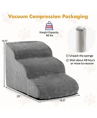 3-Tier Non-Slip Dog Steps with High-Density Sponge and Silicone Paw Prints