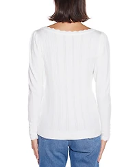 Belldini Women's Scalloped-Trim Boat Neck Sweater