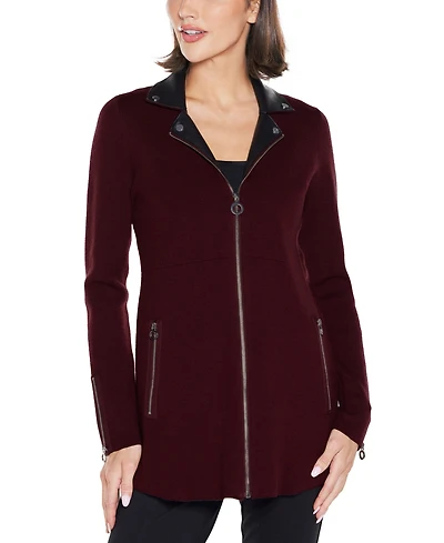 Belldini Women's Black Label Collared Sweater Jacket