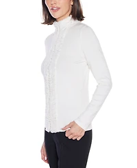 Belldini Women's Black Label Rhinestone-Neckline Chiffon-Sleeve Sweater