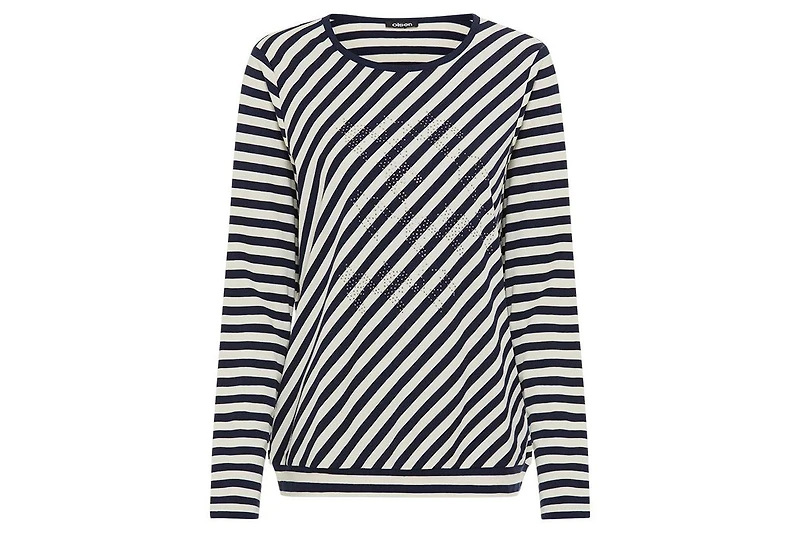 Olsen Women's Embellished Diagonal Striped T-Shirt