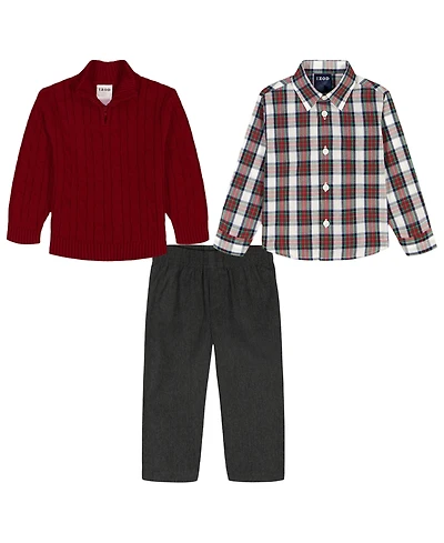 Izod Baby Boys 3-Piece Cable Knit Sweater, Shirt and Pants Set