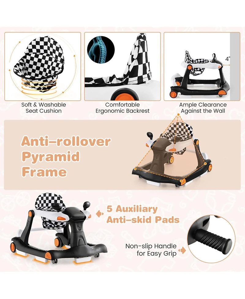 Gymax 2-in-1 Baby Walker Foldable Activity Push Walker w/ Adjustable Height