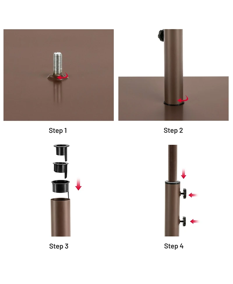 Gymax Ft Patio Table Market Umbrella w/ Solar Led Lights & Heavy-duty Base