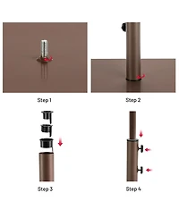 Gymax Ft Patio Table Market Umbrella w/ Solar Led Lights & Heavy-duty Base