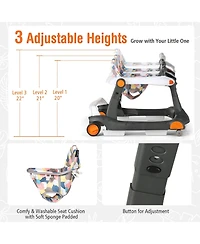 Gymax 2-in-1 Baby Walker Foldable Activity Push Walker w/ Adjustable Height