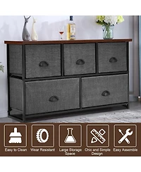 Volenca Dresser Storage Tower with 5 Foldable Cloth Storage Cubes