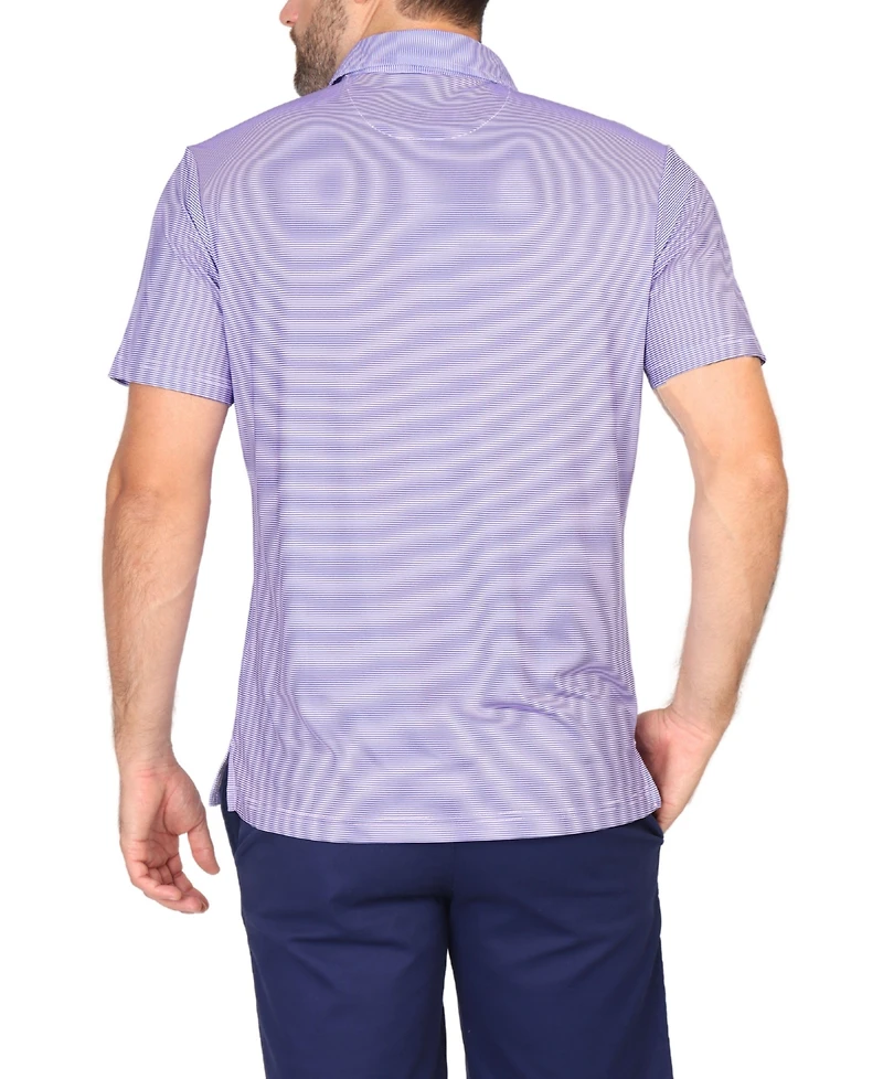 Tailorbyrd Micro Stripe Printed Performance Short Sleeve Polo