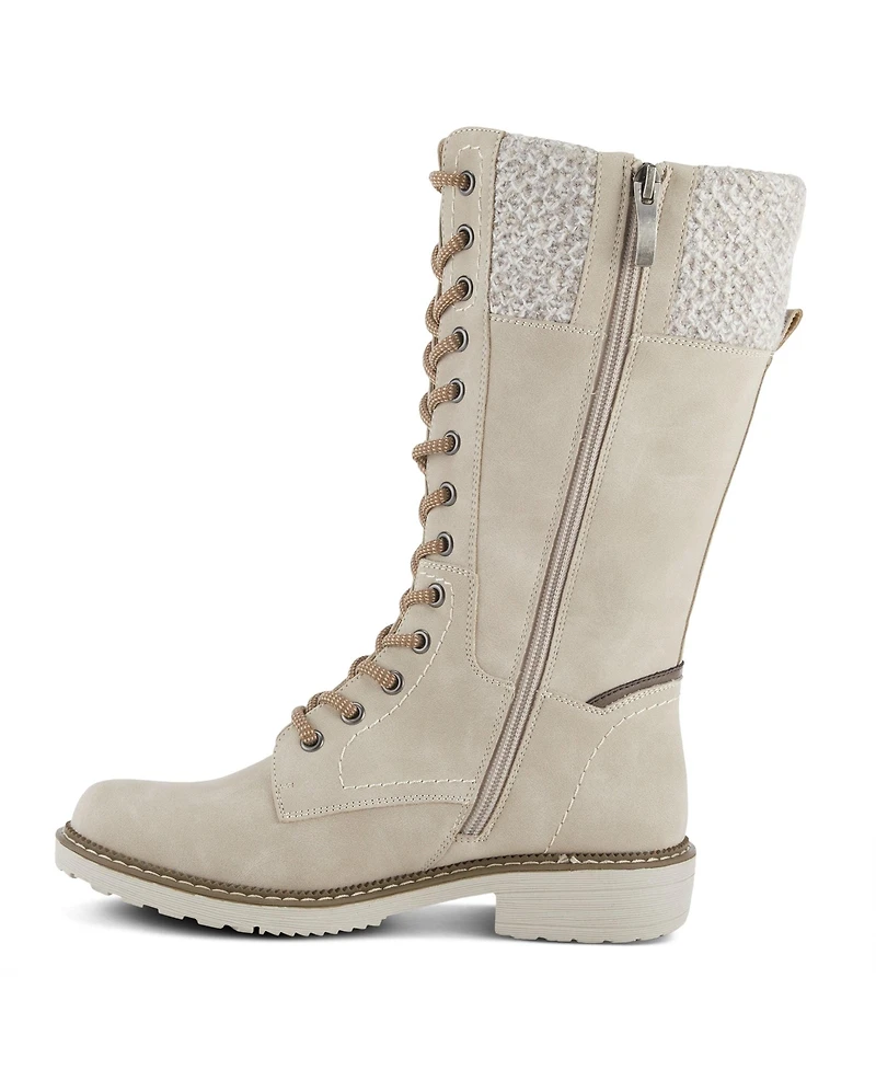Spring Step Yosemite Water-Resistant Winter Boots with Sweater Trim and Lace-Up Detail