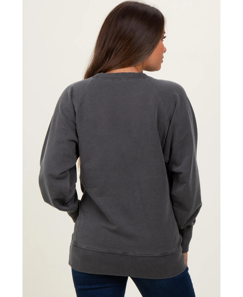 Pinkblush Maternity Black Vintage Wash French Terry Pullover
