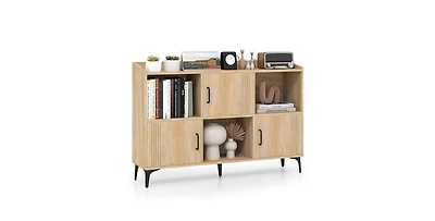 Volenca Sideboard Storage Cabinet Bookcase with 3 Doors and Open Compartments