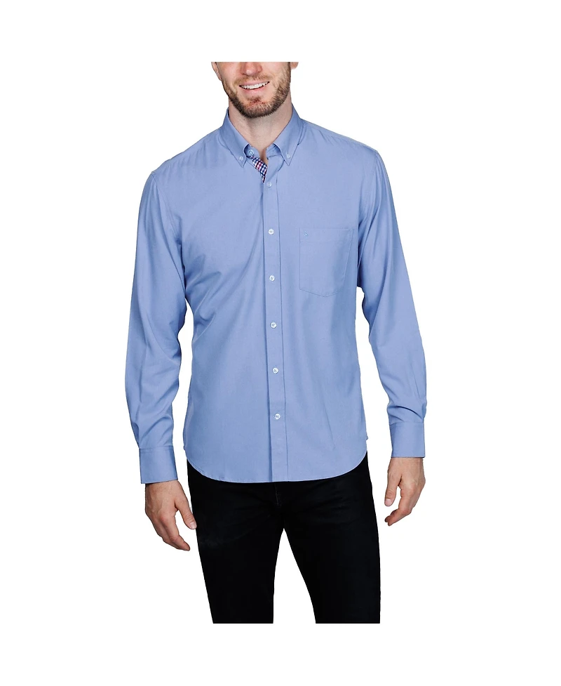Tailorbyrd Men's Solid Melange Performance Long Sleeve Shirt