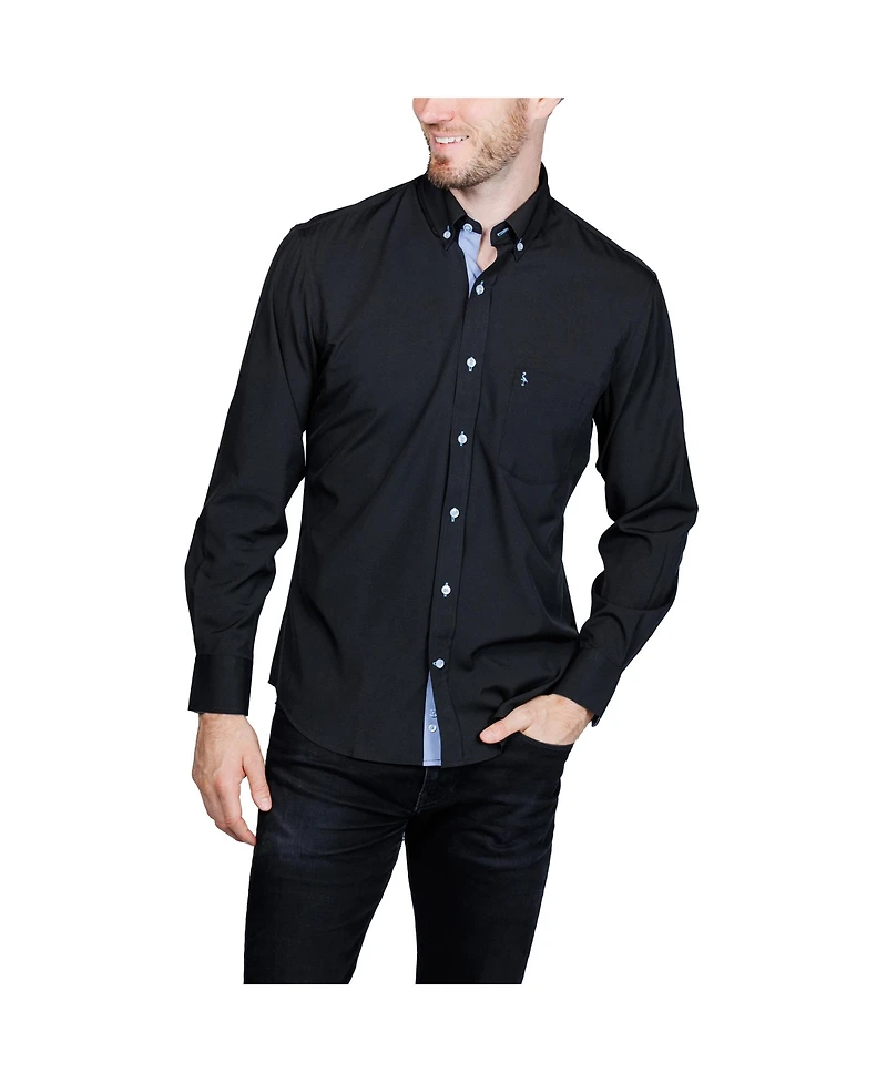 Tailorbyrd Men's Solid Melange Performance Long Sleeve Shirt