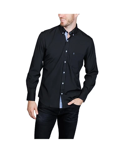 Tailorbyrd Men's Solid Melange Performance Long Sleeve Shirt