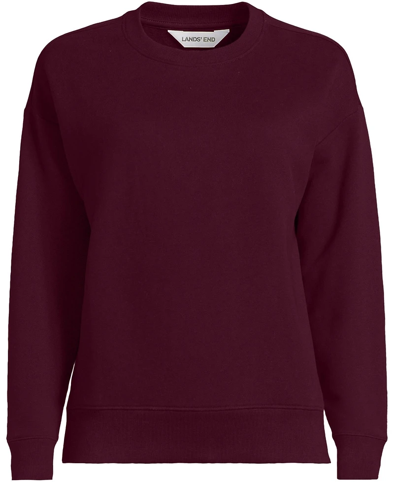 Lands' End Women's Relaxed Serious Sweats Long Sleeve Crewneck Sweatshirt