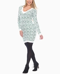 White Mark Women's Fuzzy Knit Sweater Dress
