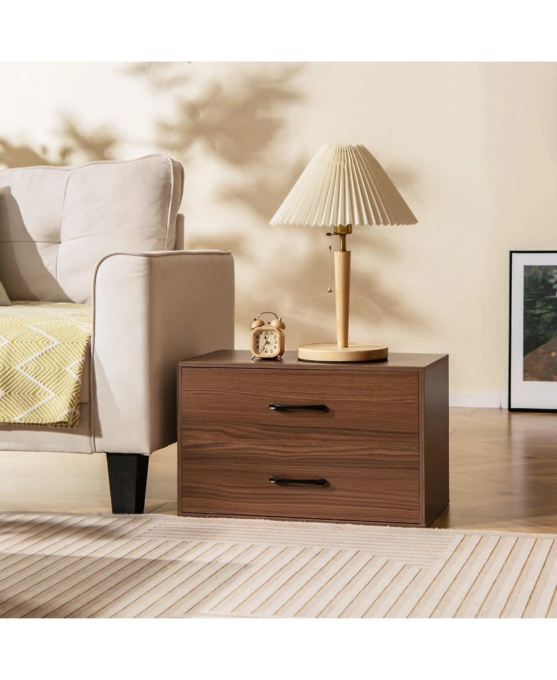 Volenca 2-Drawer Stackable Horizontal Storage Cabinet Dresser Chest with Handles