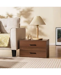 Volenca 2-Drawer Stackable Horizontal Storage Cabinet Dresser Chest with Handles