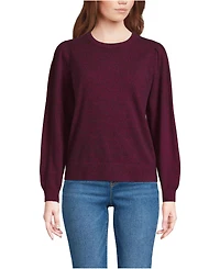 Lands' End Women's Cashmere Puff Sleeve Crew Neck Sweater