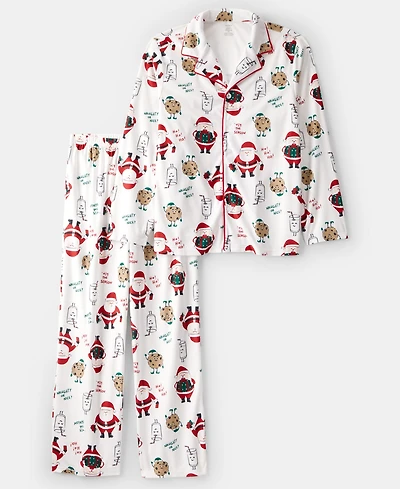 Carter's Adult Men or Women 2-Piece Christmas Santa Claus Print Pajama Set