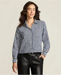 Lands' End Women's Cropped Flannel Shirt