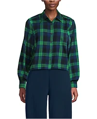 Lands' End Women's Cropped Flannel Shirt