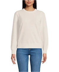 Lands' End Women's Cashmere Puff Sleeve Crew Neck Sweater