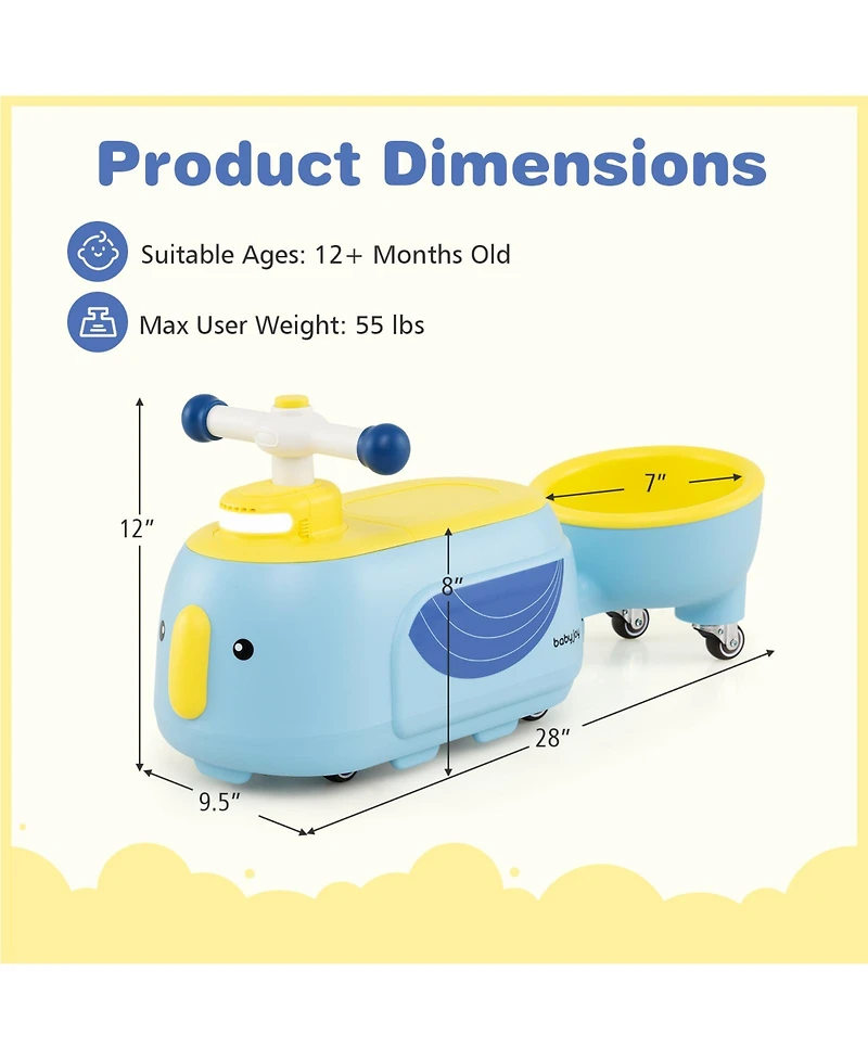 Gymax 2-in-1 Kids Ride on Toy Toddlers Sliding Car w/Detachable Trailer for Children