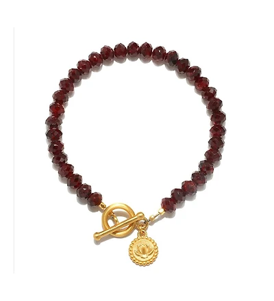 Satya Jewelry Garnet lotus toggle bracelet
