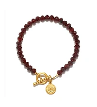 Satya Jewelry Garnet lotus toggle bracelet