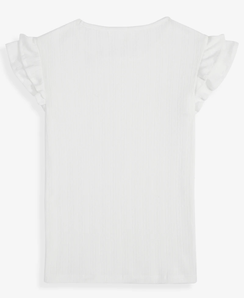 Epic Threads Little & Big Girls Ruffled-Sleeve Pointelle Top, Macy's Exclusive