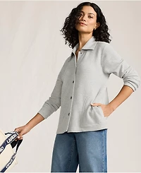 Lands' End Women's Long Sleeve Waffle Collared Shacket