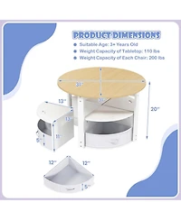 5 Piece Kids Play Table and Chairs Set Round Nesting Table Toddler Furniture